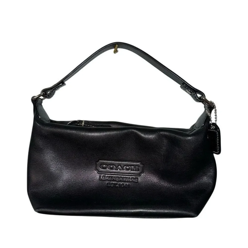 Vintage Y2K Coach Leatherware EstMini Hobo Bag Demi Pouch Black Leather